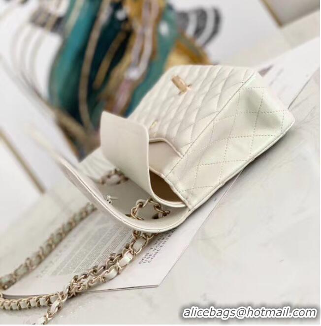 Affordable Price Chanel Flap Bag Iridescent Calfskin&Gold-Tone AS1112 White