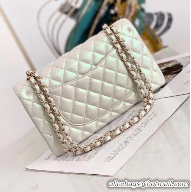 Affordable Price Chanel Flap Bag Iridescent Calfskin&Gold-Tone AS1112 White