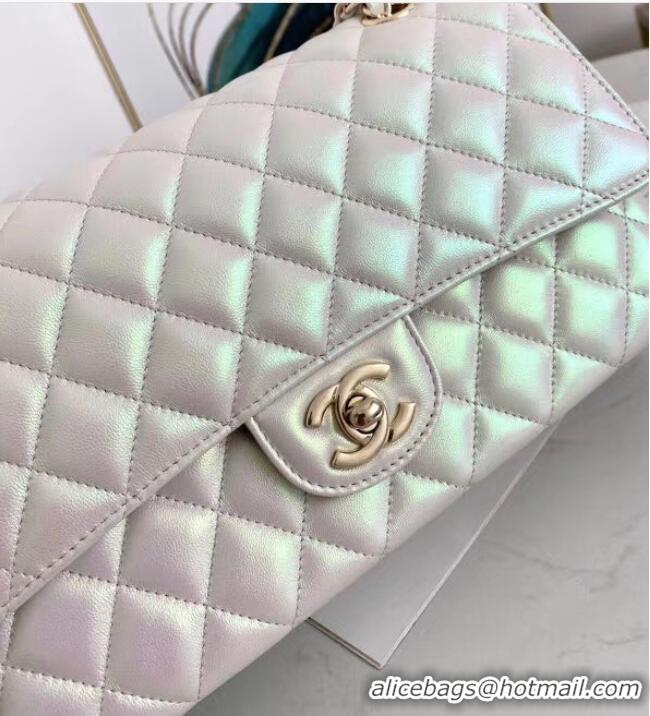 Affordable Price Chanel Flap Bag Iridescent Calfskin&Gold-Tone AS1112 White