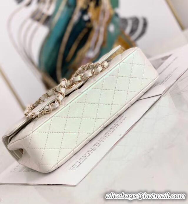 Affordable Price Chanel Flap Bag Iridescent Calfskin&Gold-Tone AS1112 White