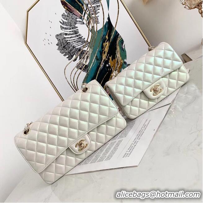 Affordable Price Chanel Flap Bag Iridescent Calfskin&Gold-Tone AS1112 White