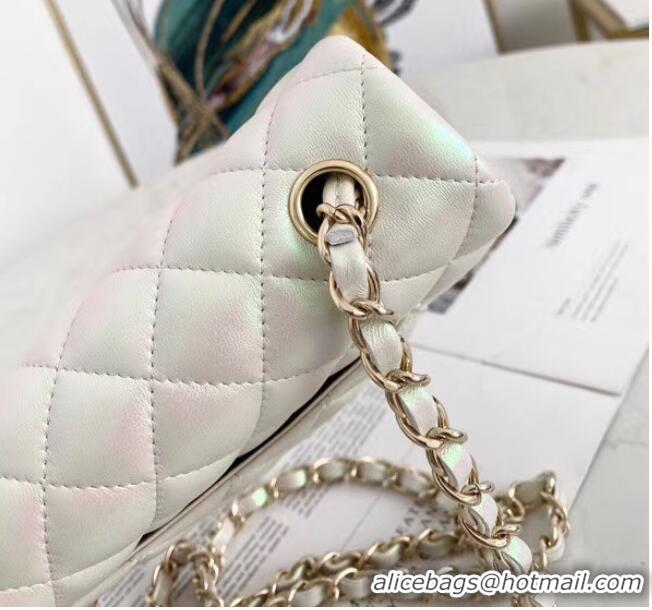 Trendy Design Chanel Flap Bag Iridescent Calfskin&Gold-Tone AS1116 White