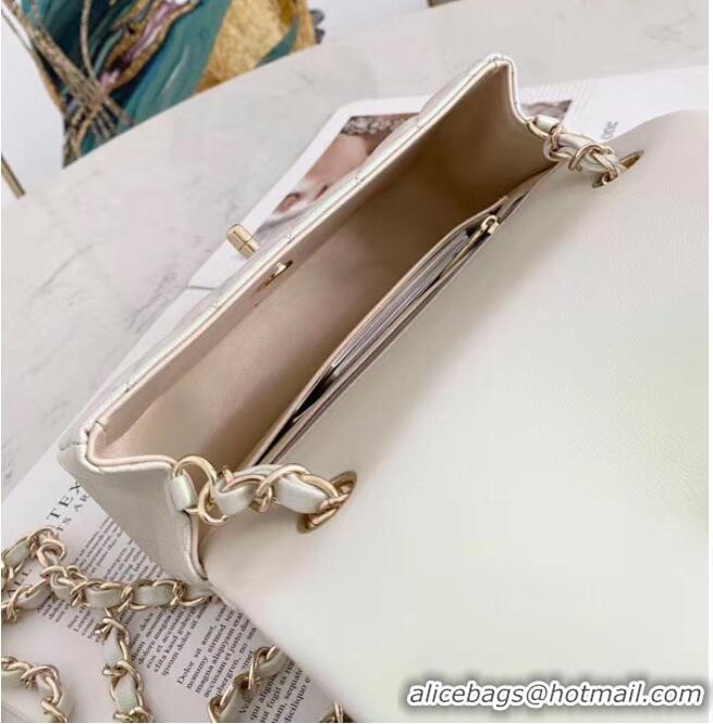 Trendy Design Chanel Flap Bag Iridescent Calfskin&Gold-Tone AS1116 White