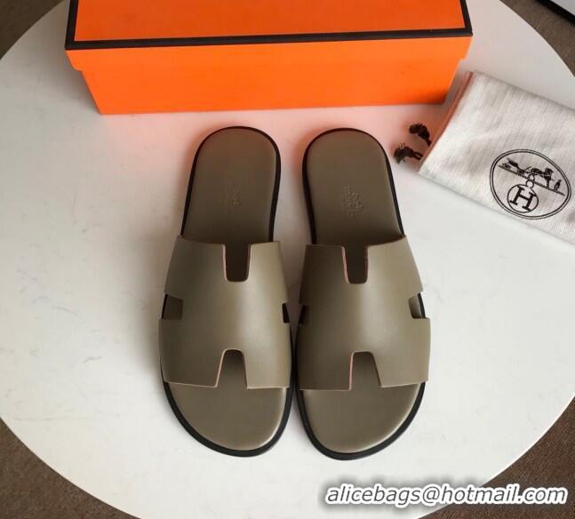 Sophisticated Hermes Izmir Sandal For Men in Grey Calfskin 062277