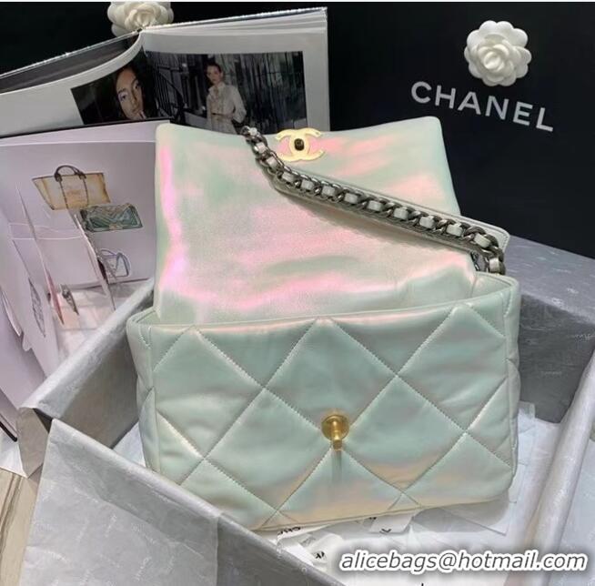 Famous Brand Chanel 19 Large Flap Bag AS1161 White