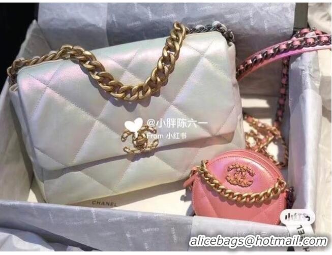 Famous Brand Chanel 19 Large Flap Bag AS1161 White