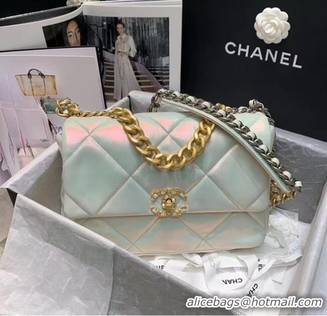 Famous Brand Chanel 19 Large Flap Bag AS1161 White