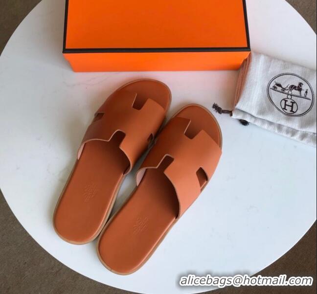 Duplicate Hermes Izmir Sandal For Men in Calfskin Orange 062280