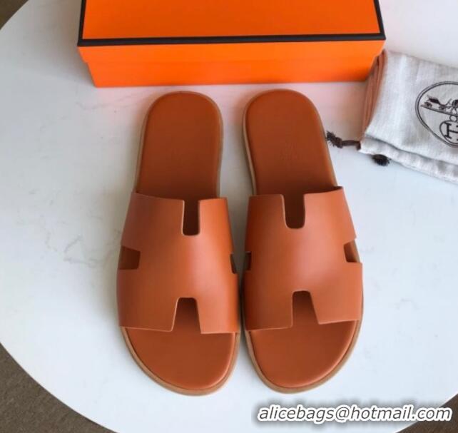 Duplicate Hermes Izmir Sandal For Men in Calfskin Orange 062280