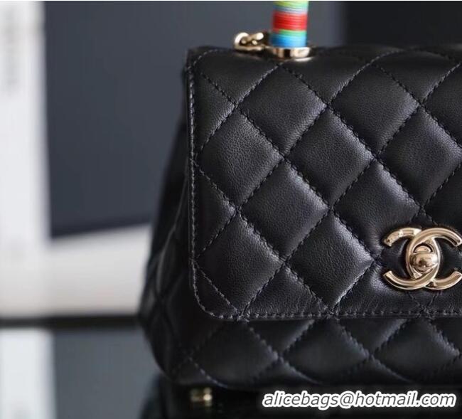 Inexpensive Chanel Mini Flap Bag With Top Handle AS2215 Black