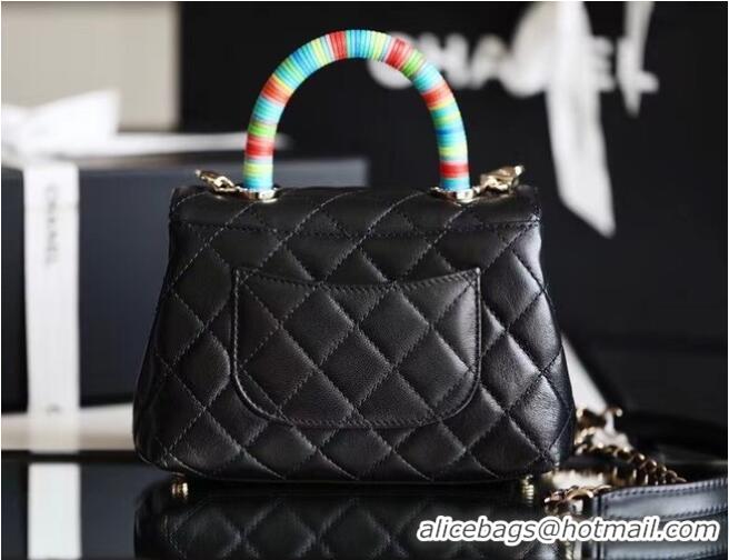 Inexpensive Chanel Mini Flap Bag With Top Handle AS2215 Black