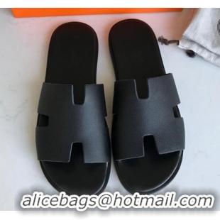 Charming Hermes Izmir Sandal For Men in Epsom Calfskin Black 062283