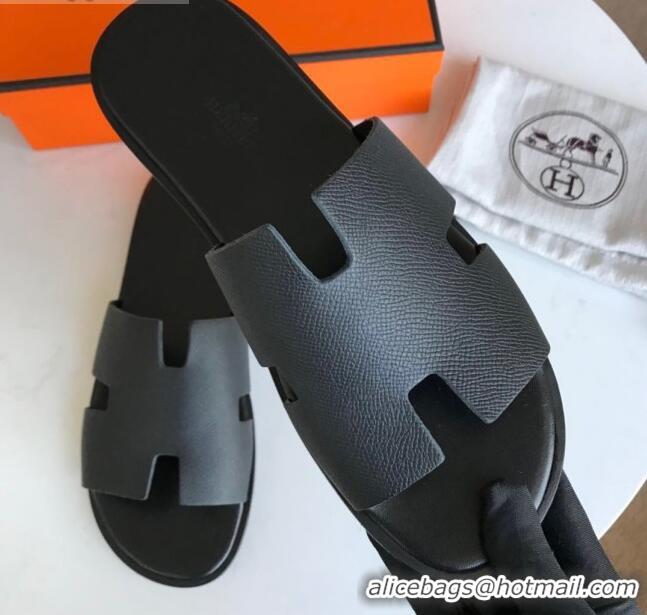 Charming Hermes Izmir Sandal For Men in Epsom Calfskin Black 062283