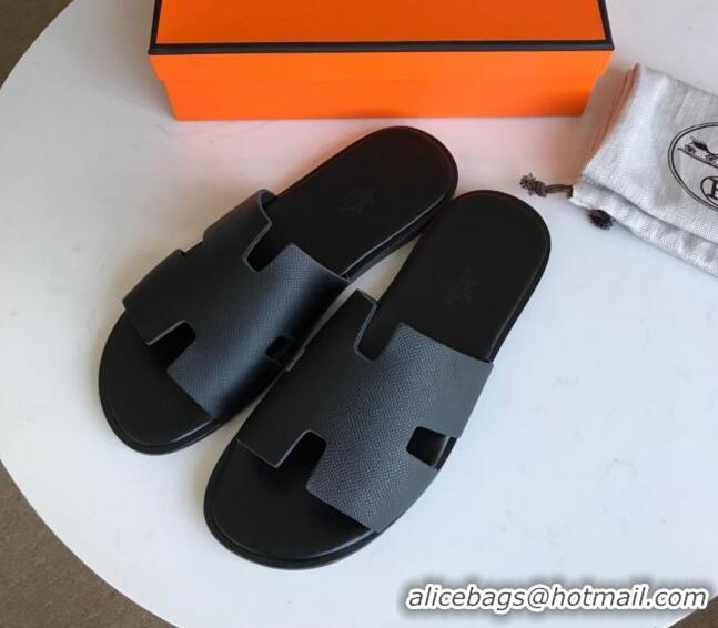 Charming Hermes Izmir Sandal For Men in Epsom Calfskin Black 062283