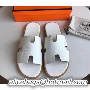 Super Quality Hermes Izmir Sandal For Men in Epsom Calfskin White 062284