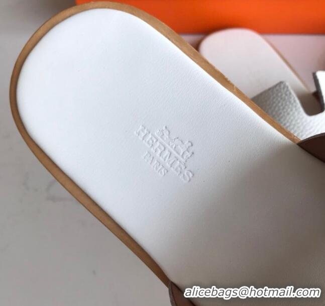 Super Quality Hermes Izmir Sandal For Men in Epsom Calfskin White 062284