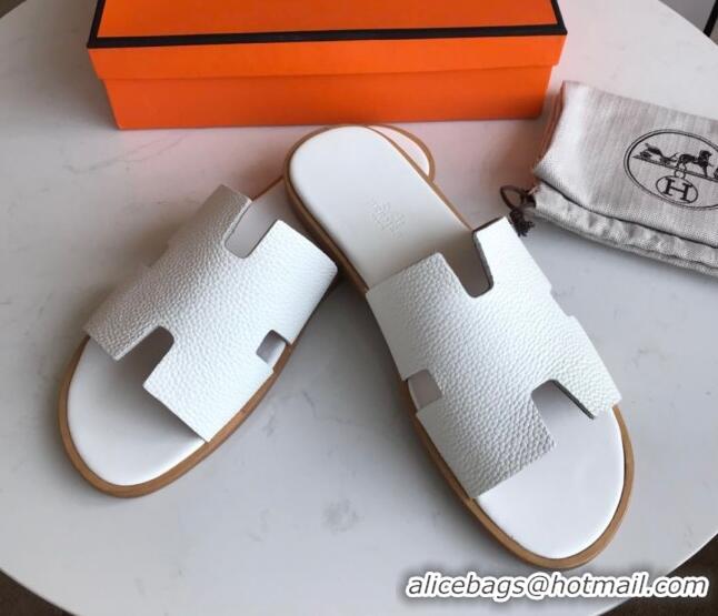 Super Quality Hermes Izmir Sandal For Men in Epsom Calfskin White 062284