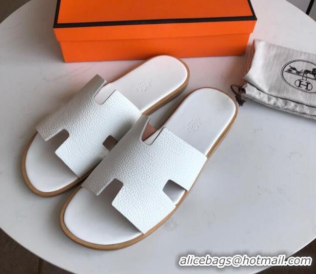 Super Quality Hermes Izmir Sandal For Men in Epsom Calfskin White 062284