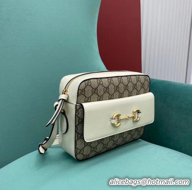 Top Grade Gucci Horsebit 1955 small GG Supreme canvas shoulder bag 645454 White