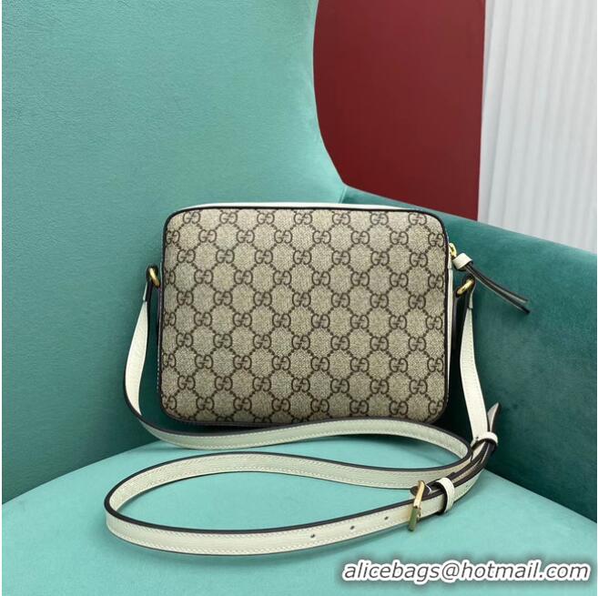 Top Grade Gucci Horsebit 1955 small GG Supreme canvas shoulder bag 645454 White