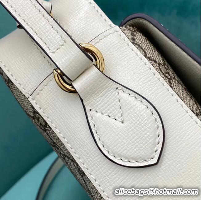 Top Grade Gucci Horsebit 1955 small GG Supreme canvas shoulder bag 645454 White