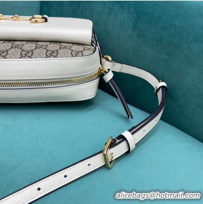 Top Grade Gucci Horsebit 1955 small GG Supreme canvas shoulder bag 645454 White