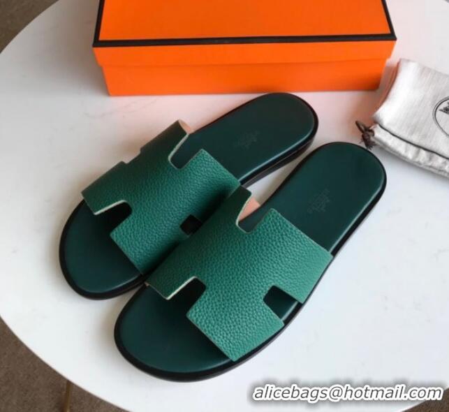 Sophisticated Hermes Izmir Sandal For Men in Toge Calfskin Green 062284