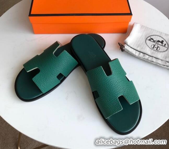 Sophisticated Hermes Izmir Sandal For Men in Toge Calfskin Green 062284