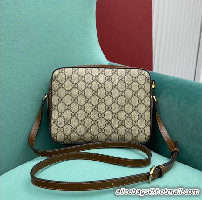 Top Quality Gucci Horsebit 1955 small GG Supreme canvas shoulder bag 645454 brown