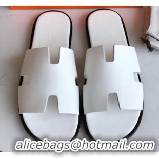 ​Top Quality Hermes Izmir Sandal For Men in Epsom Calfskin 062294 White/Black