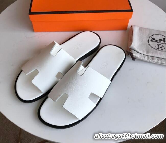 ​Top Quality Hermes Izmir Sandal For Men in Epsom Calfskin 062294 White/Black