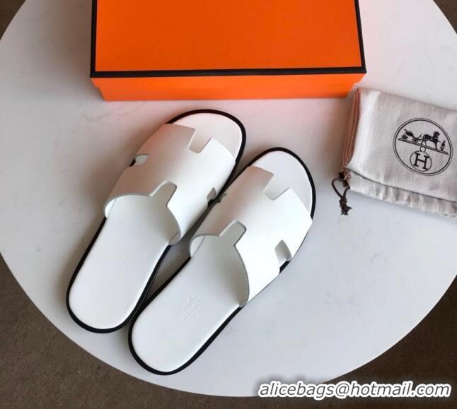 ​Top Quality Hermes Izmir Sandal For Men in Epsom Calfskin 062294 White/Black