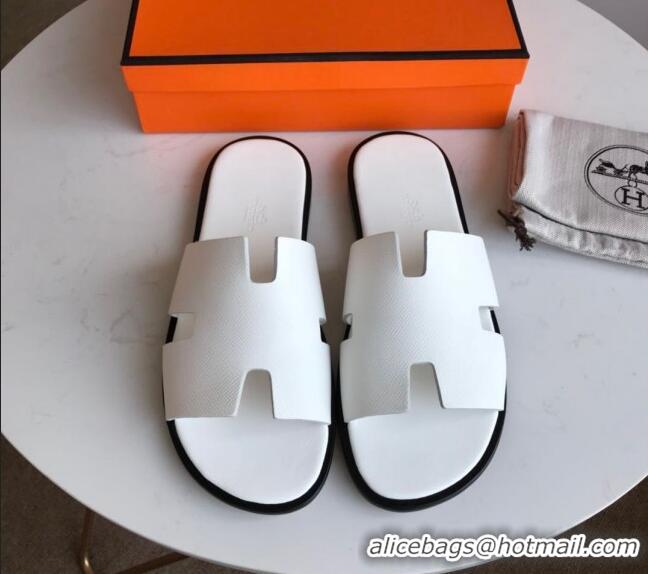 ​Top Quality Hermes Izmir Sandal For Men in Epsom Calfskin 062294 White/Black