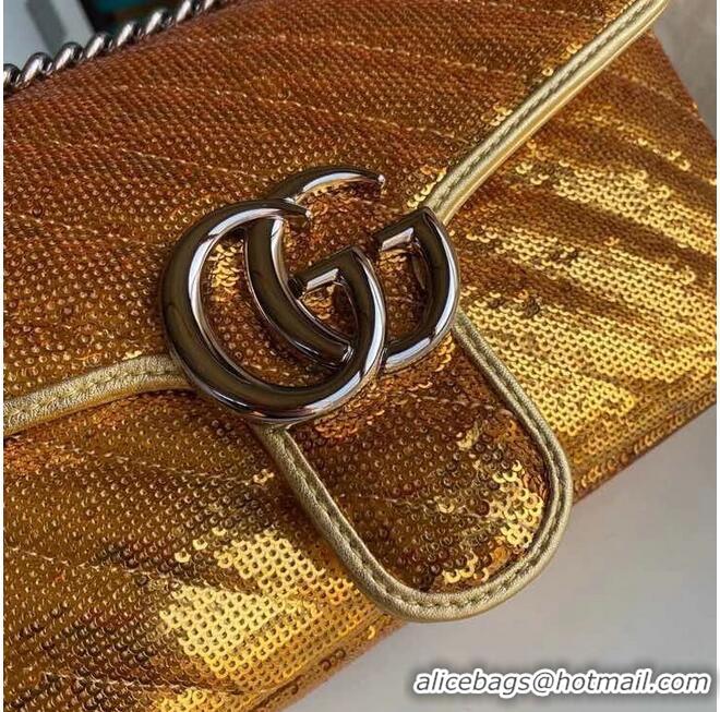 Cheapest Gucci GG Marmont Sequin Mormont Small Shoulder bag 443497 gold