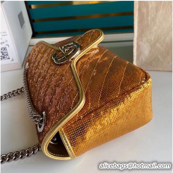 Cheapest Gucci GG Marmont Sequin Mormont Small Shoulder bag 443497 gold