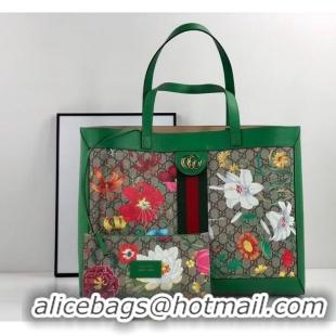 Pretty Style Gucci Ophidia series GG flower medium shopping bag 547947 green