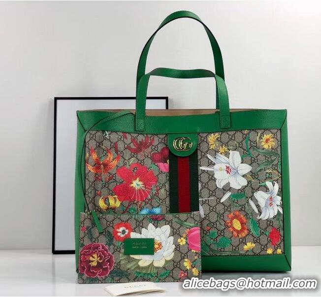 Pretty Style Gucci Ophidia series GG flower medium shopping bag 547947 green