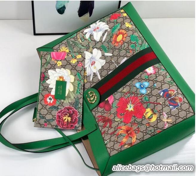 Pretty Style Gucci Ophidia series GG flower medium shopping bag 547947 green