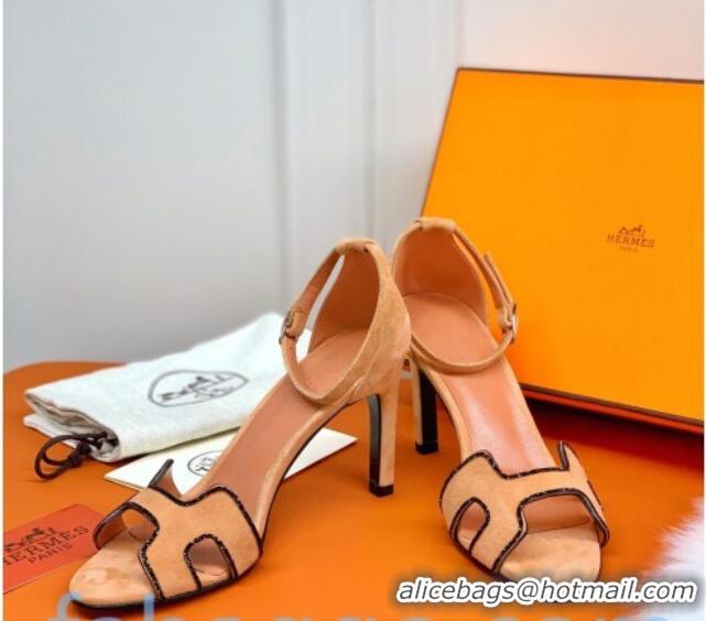 Good Product Hermes Premiere Crystal H Heel 90 Sandals Nude/Black 082701