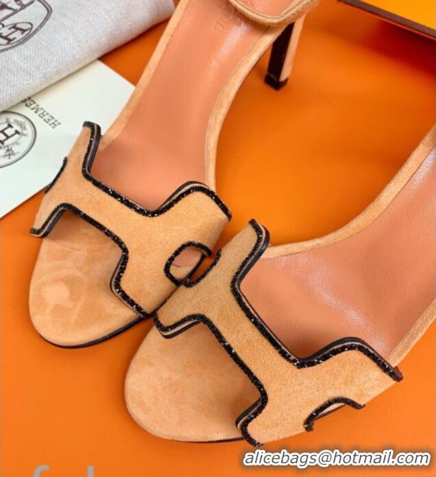 Good Product Hermes Premiere Crystal H Heel 90 Sandals Nude/Black 082701