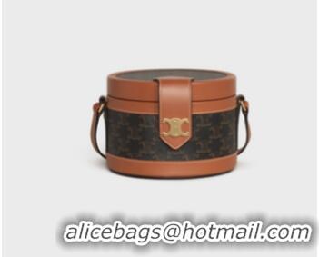 Most Popular CELINE MEDIUM TAMBOUR BAG IN TRIOMPHE CANVAS 195192 brown