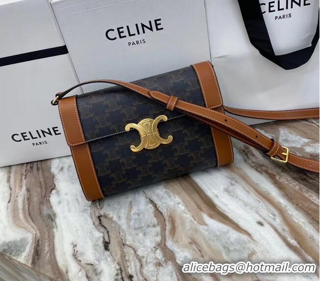 Super Quality CELINE TRIOMPHE BAG IN TRIOMPHE CANVAS 195263 black&brown