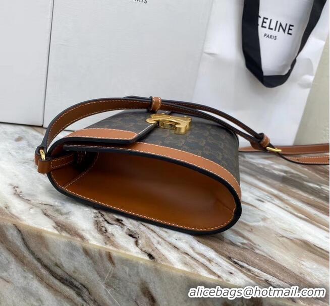 Super Quality CELINE TRIOMPHE BAG IN TRIOMPHE CANVAS 195263 black&brown