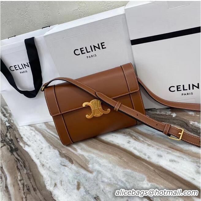 Promotional Celine TEEN TRIOMPHE BAG IN SHINY CALFSKIN 195263 brown