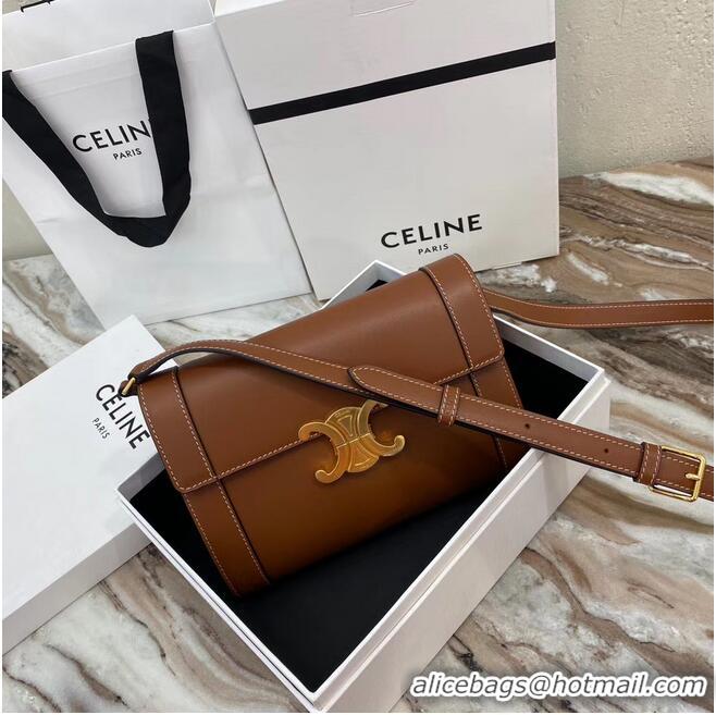 Promotional Celine TEEN TRIOMPHE BAG IN SHINY CALFSKIN 195263 brown