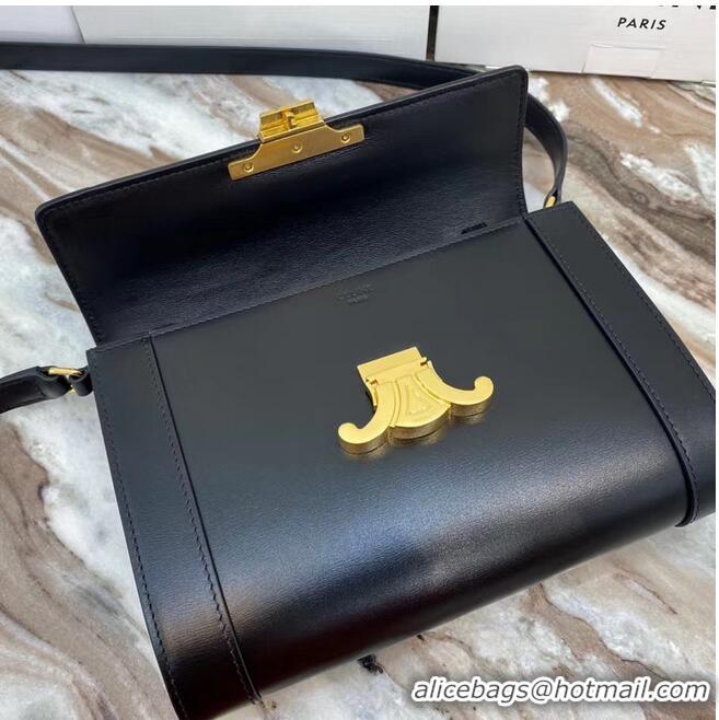 Famous Brand Celine TEEN TRIOMPHE BAG IN SHINY CALFSKIN 195263 black