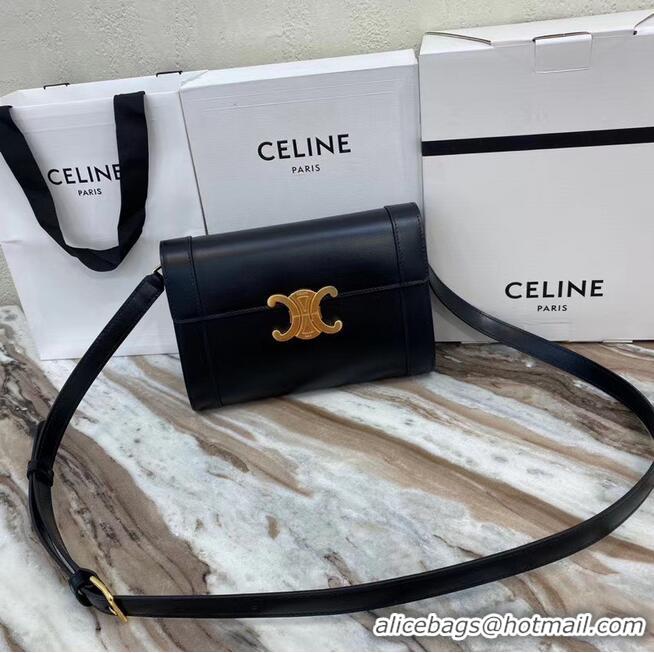 Famous Brand Celine TEEN TRIOMPHE BAG IN SHINY CALFSKIN 195263 black