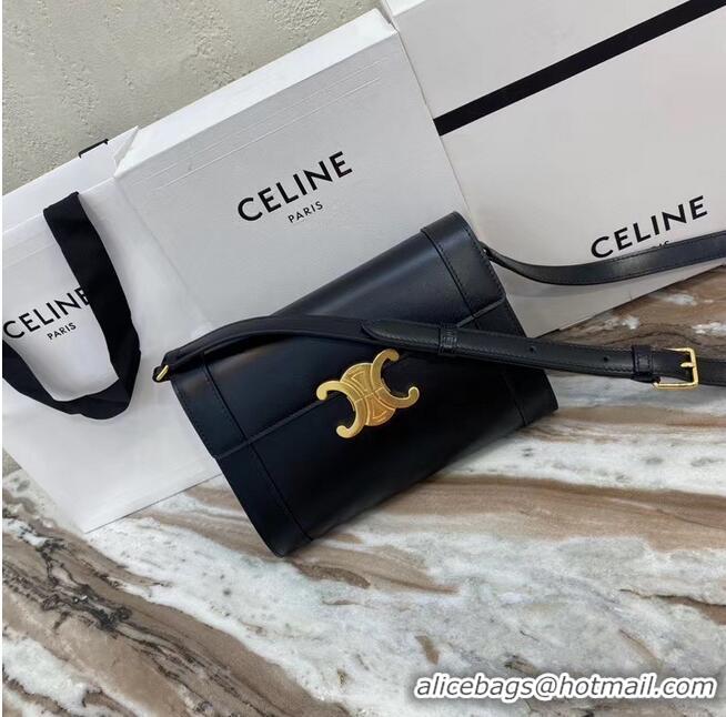 Famous Brand Celine TEEN TRIOMPHE BAG IN SHINY CALFSKIN 195263 black