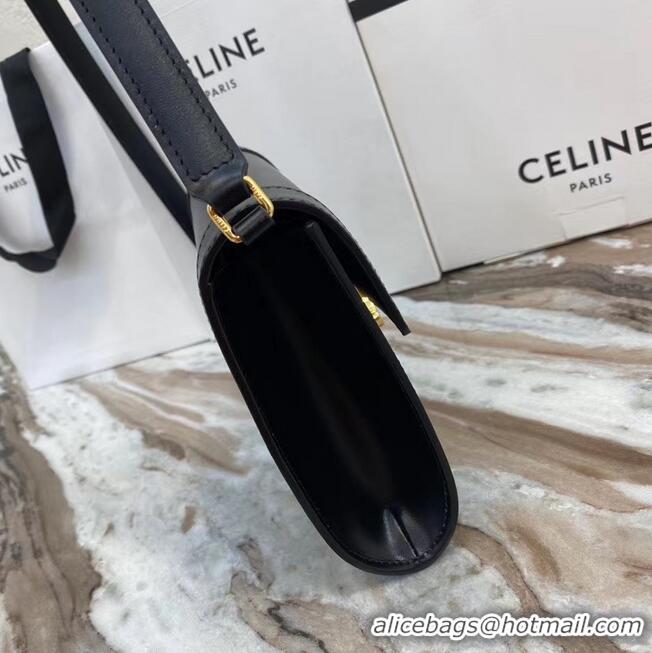 Famous Brand Celine TEEN TRIOMPHE BAG IN SHINY CALFSKIN 195263 black