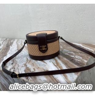 Unique Grade CELINE MEDIUM TAMBOUR BAG IN TRIOMPHE CANVAS 195192 brown